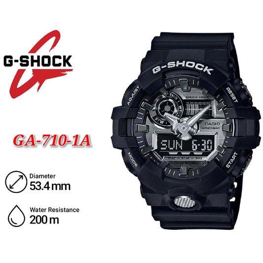 Casio G-Shock GA-710-1A Standard Analog-Digital Black Resin Band Watch - GA-710