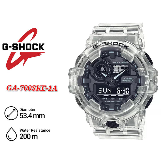 Casio G-Shock GA-700SKE-7A Black Dial Transparent Resin Watch - GA-700