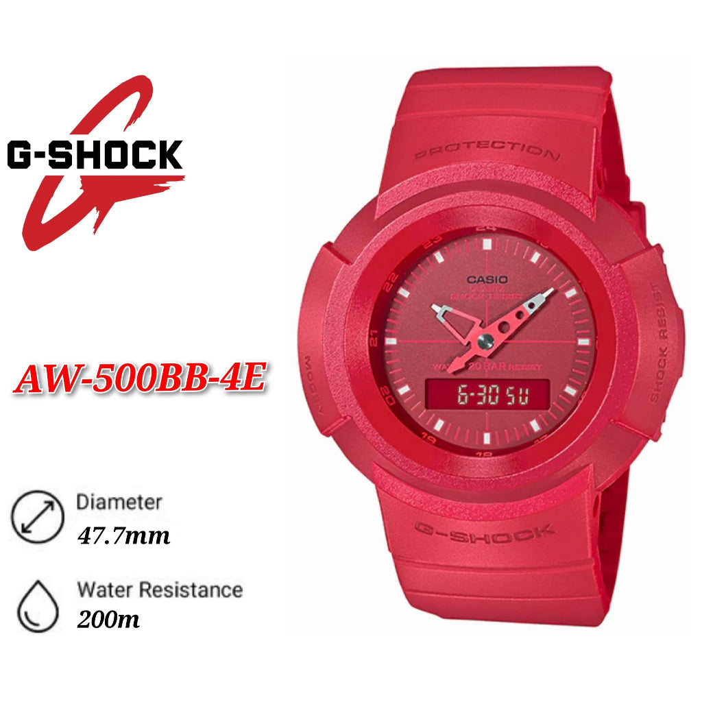 Casio G-Shock AW-500BB Red Resin Band Men Sports Watch