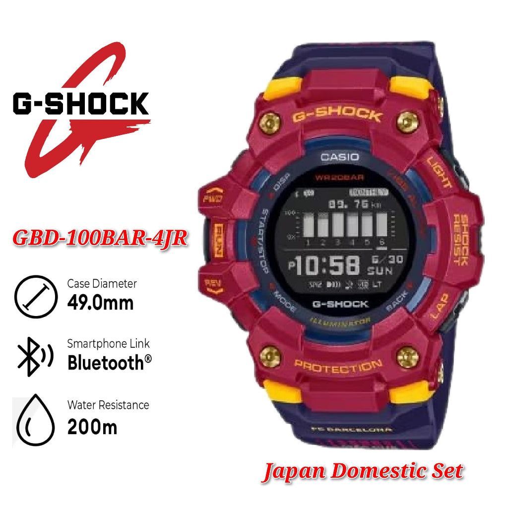 (Japan Set) Casio G-Shock GBD-100BAR-4JR X FC Barcelona Football Club Limited Edition -GBD-100