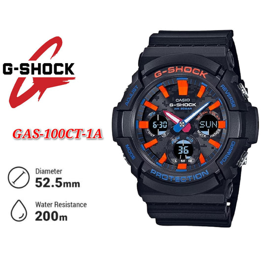 Casio G-Shock GAS-100CT-1A Tough Solar City Camouflage Series Analog Digital Black Resin Band Men Sport Watch -GAS-100