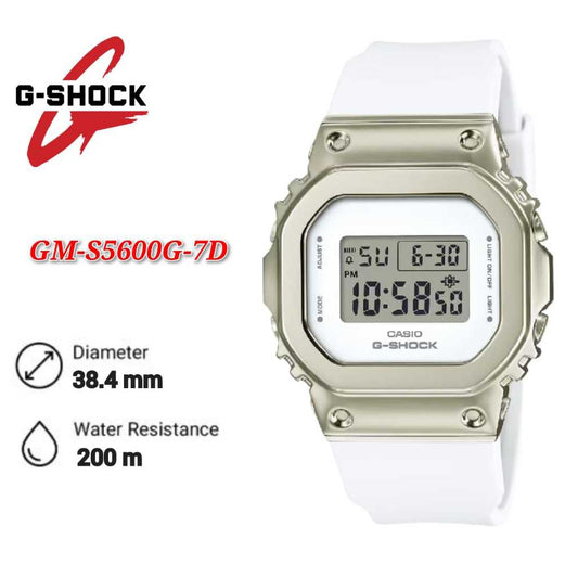 Casio G-Shock GM-S5600G-7 S Series White Champagne Gold Bezel White Resin Watch GM-S5600