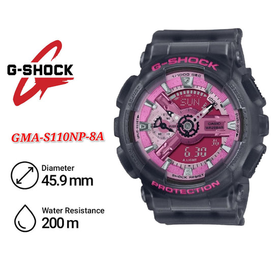 Casio G-Shock GMA-S110NP-8A Neo Punk Analog-Digital Black Resin Watch GMA-S110NP .