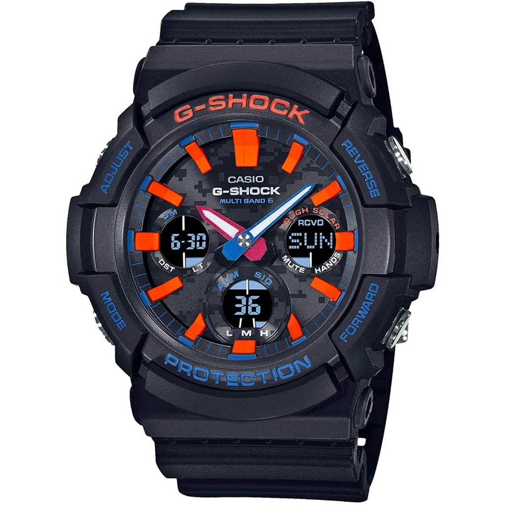 (Japan Set) Casio G-Shock GAW-100CT-1A Tough Solar City Camouflage Series Analog Digital Black Resin Band Men Sport