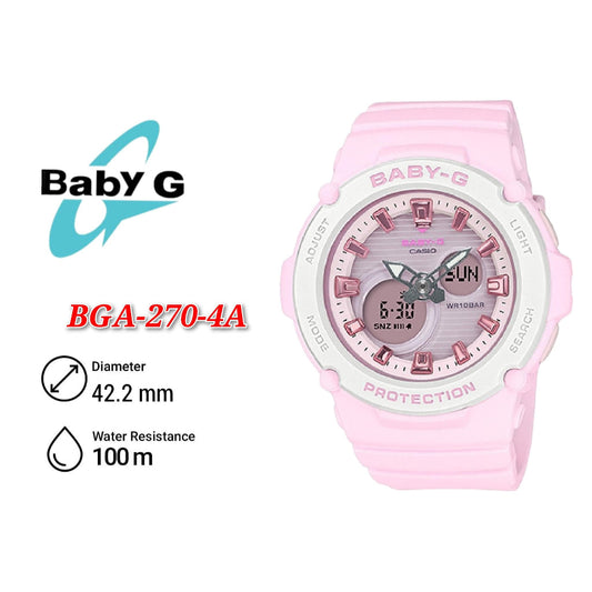 Casio Baby-G BGA-270-4A Summer Beach Analog-Digital Pink Resin Strap Watch