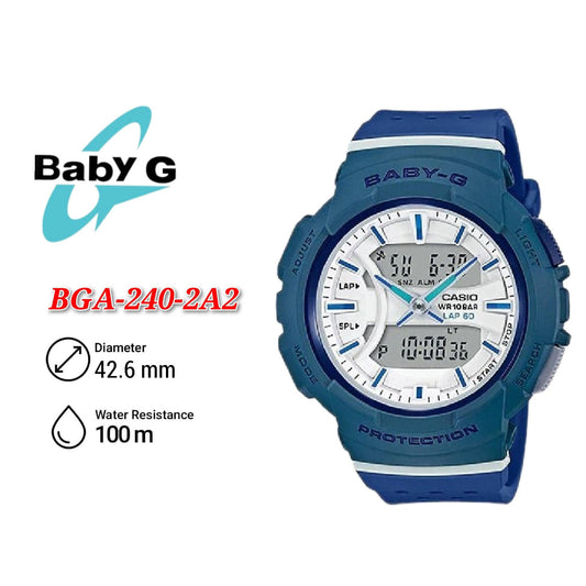 Casio Baby-G BGA-240-2A Blue Resin Band Women Sports Watch - BGA-240