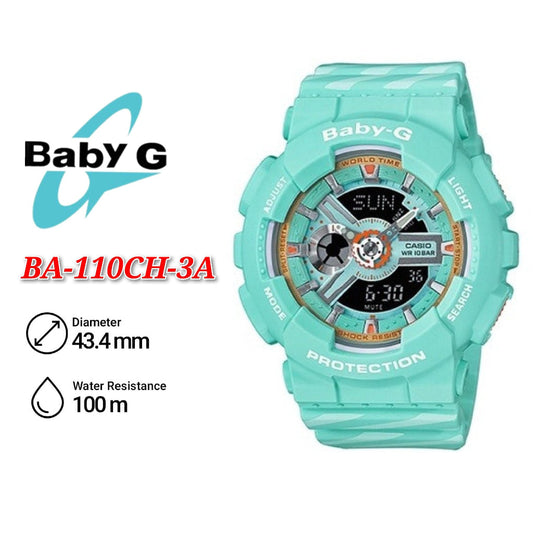 Casio Baby-G BA-110CH-3A Standard Analog & Digital PUNTO IT DESIGN Pastel Blue Resin Sport Watch