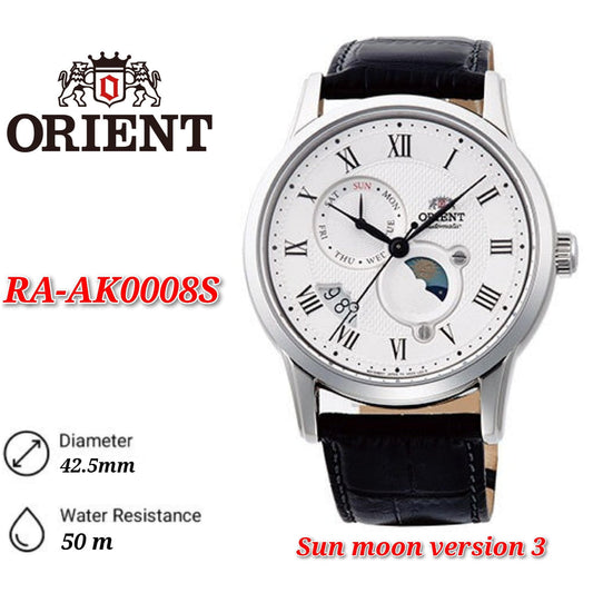 Orient Classic Sun & Moon White Dial Automatic RA-AK0008S10B Men's Watch - RA-AK0008S