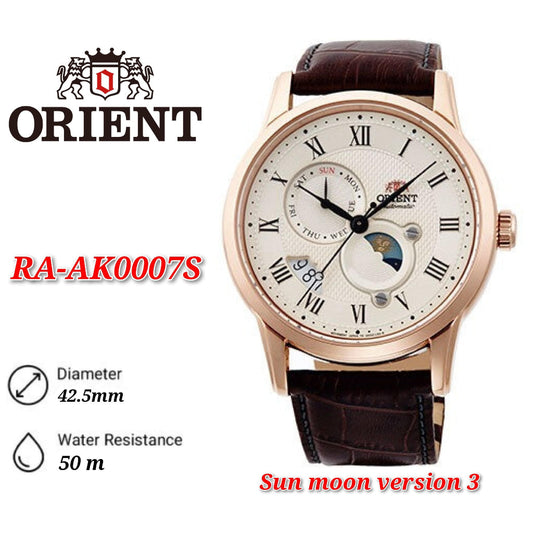 Orient Classic Sun & Moon Champagne Dial Automatic RA-AK0007S10B Men's Watch - RA-AK0007S