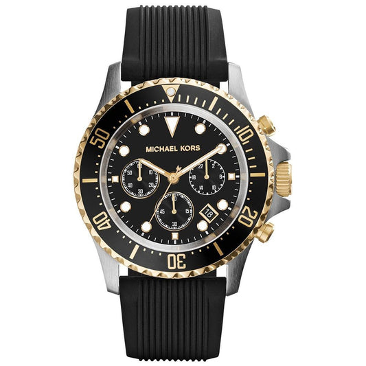 (Special Price) Michael Kors Everest Chronograph Black Dial Black Silicone Watch MK8366