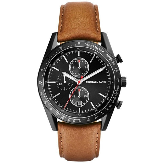 Michael Kors MK8385 Accelerator Chronograph Black Dial Tan Leather Strap