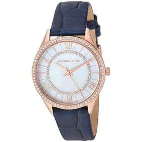 MICHAEL KORS Ladies MK2757 Lauryn Mother Of Pearl Dial Stainless Steel Case Blue Leather Watch