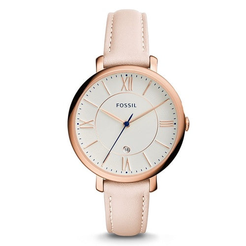 Fossil Women ES3988 Jacqueline White Dial Leather Watch (Light Pink)