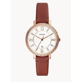 Fossil Women ES4413 Jacqueline Three-Hand Date Terracotta Leather Watch