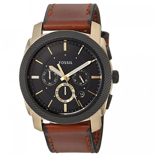 Fossil Men's Machine Chronograph Light Brown Leather Strap Watch FS5322