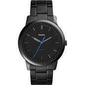 Fossil Men's FS5308 The Minimalist Black Satin Dial Stainless Steel Watch (Black)