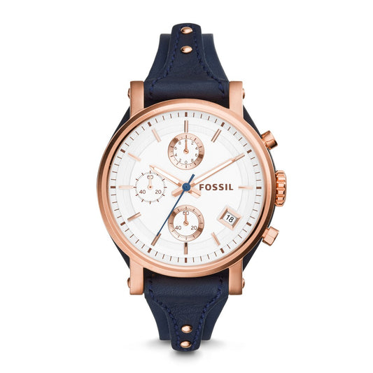 Fossil ORIGINAL Women's Original Boyfriend Chronograph Leather Watch ES3838