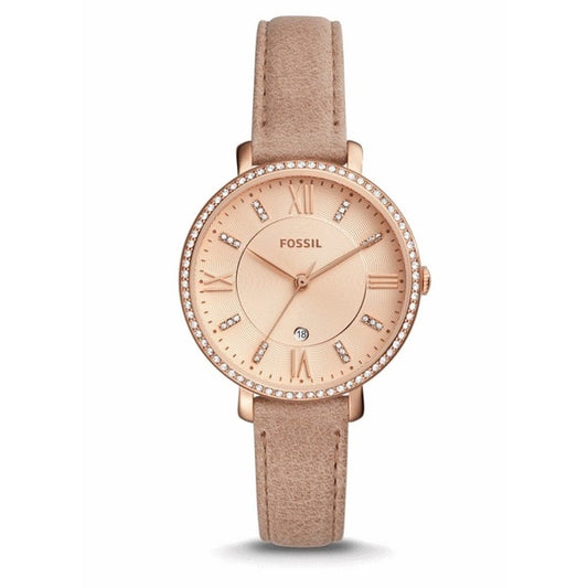 Fossil Women's ES4292 Jacqueline Three-Hand Date Sand Leather Watch (Light Brown)