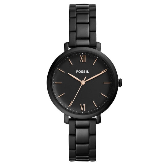 Fossil_Women ES4511 Jacqueline Three-Hand Black Stainless Steel Watch