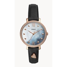 Fossil Women's ES4533 Jacqueline Three-Hand Black Leather Watch