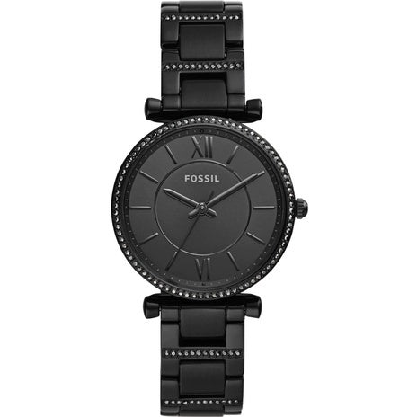 Fossil Women's ES4488 Carlie Three-Hand Black Stainless Steel Watch