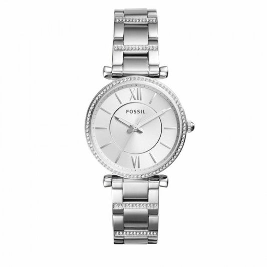 Fossil Women ES4341 Carlie Three-Hand Stainless Steel Watch (Silver)