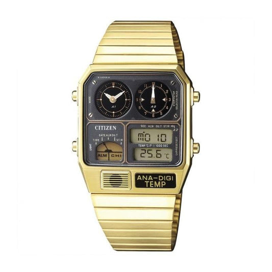 CITIZEN JG2008-81E Retro Ana-Digi Temperature Vintage Dual Time Gold Tone Watch