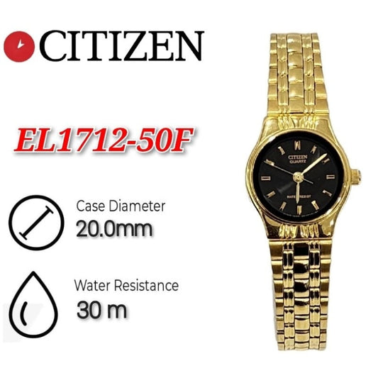 Citizen Original Quartz Ladies EL1712-50F Black Dial Water Resistant Watch