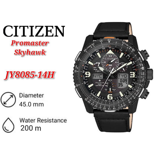 Citizen JY8085-14H Eco-Drive PROMASTER Black Leather Strap Men's Watch
