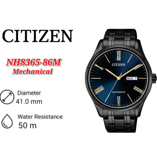 Citizen Mechanical Automatic Black IP 50m Elegant Mens Watch NH8365-86M