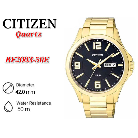 Citizen Black Dial Gold Plated Men's Watch BF2003-50E