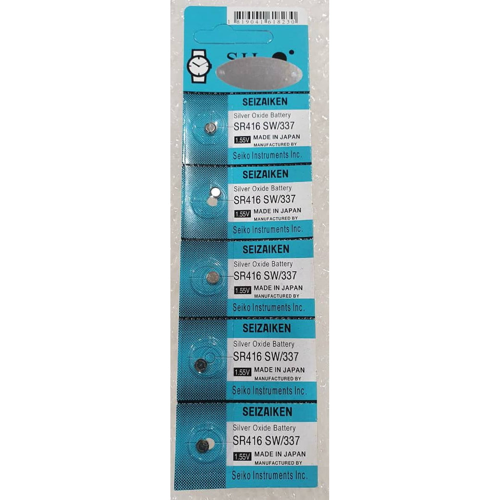 Original Seizaiken SW/337 SR416SW MiCRo Silver Oxide Battery SR416 (Japan) - 5 Pieces