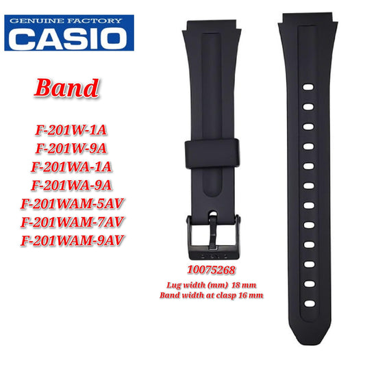 Genuine Casio F-201W, F-201WA -18mm Replacement Parts - BAND/RESIN