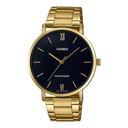 Casio Men's Analog Gold Ion Plated Stainless Steel Band Watch MTP-VT01G-1B