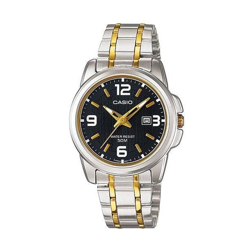 Casio LTP-1314SG Women Analog Date Function Two-Tone Silver Gold Strap Watch  LTP-1314SG