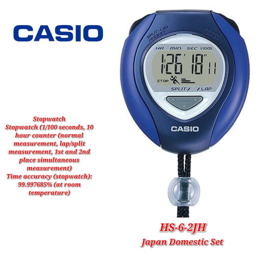 Casio Stopwatch HS-6-2JH Lap Time Split Measurement Mute Blue from Japan