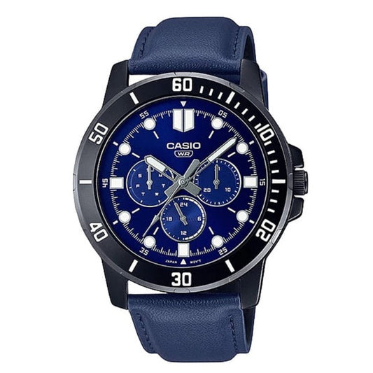 Casio Men's Watch Multi Hands Quartz Analog Leather Band Watch MTP-VD300BL-2E