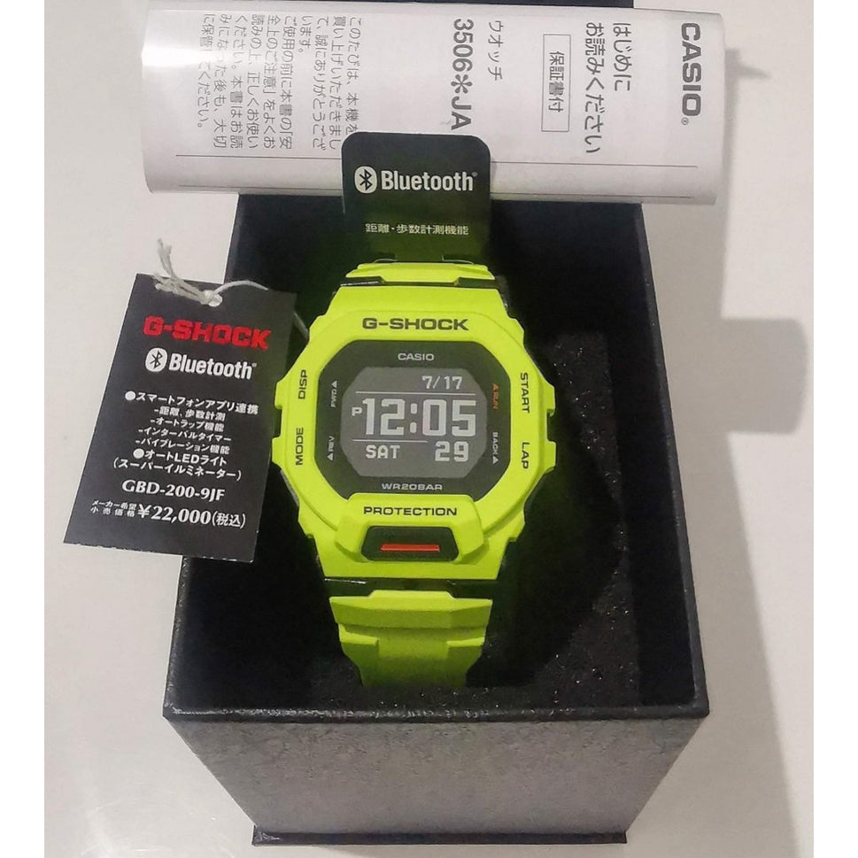 (Japan Set) Casio G-Shock G-Squad GBD-200-9JF Yellow-Green Resin Band Men Sports Watch - GBD-200