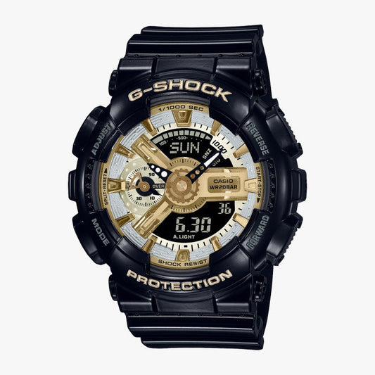 Casio G-Shock Analog-Digital Watch GMA-S110GB-1A Black & Gold Dial with Black Resin Band Sports Watch