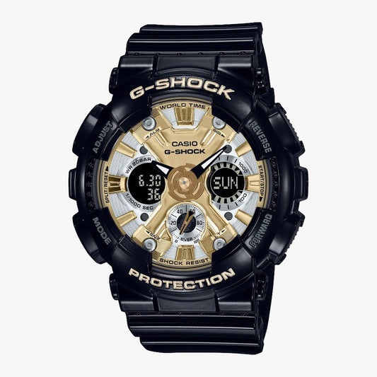 Casio G-Shock Analog-Digital Watch GMA-S120GB-1A  Black & Gold Dial with Black Resin Band Sports Watch