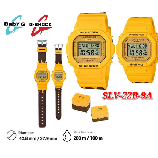 Casio G-Shock Baby-G SLV-22B-9 Pair Watch Summer Lover Collection Honey SLV22B-9 Couple Set Watches 2022 -SLV-22B