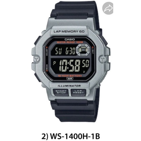 Casio WS-1400H-1B Series Men's Sport Gear Digital with Resin Band Watch