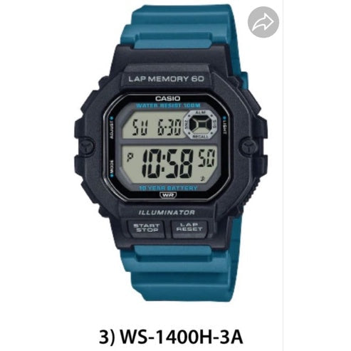Casio WS-1400H-3A Series Men's Sport Gear Digital with Resin Band Watch