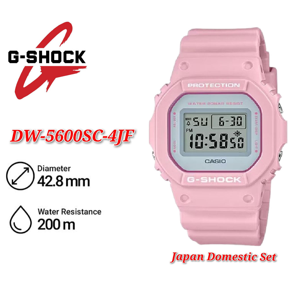 (Japan Set )Casio G-Shock DW-5600SC-4JF Spring Color Pastel Series Digital Pink Resin Watch DW-5600SC