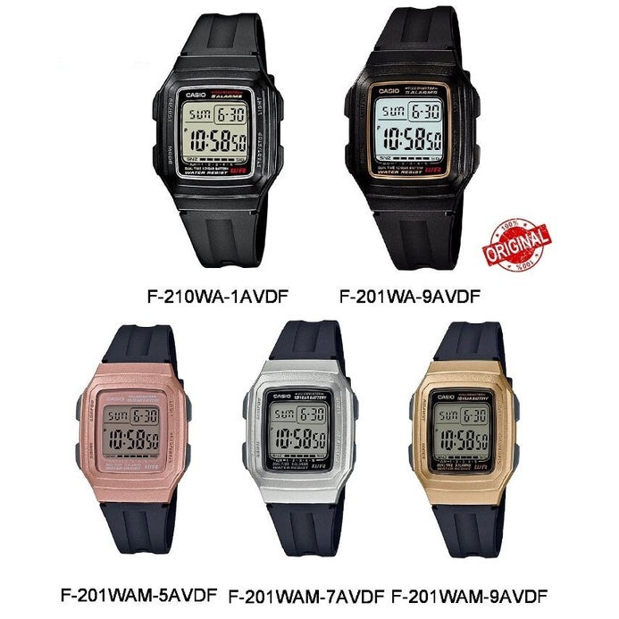 Casio Standard Digital Black Resin Band Watch F-201WAM / F-201WA
